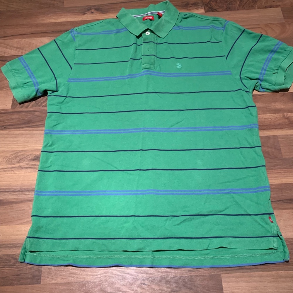 Green with Blue and Black Stripe Polo Shirt